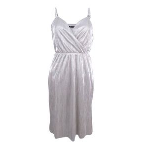 NWTS GUESS Women's Pleated Satin Slip Dress Silver 10